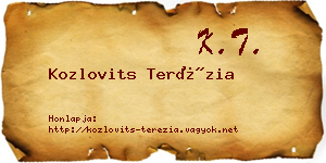 Kozlovits Terézia névjegykártya